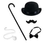 Zkydhbd Gentlemen Costume Monopoli Per Gli Uomini 1920 Gatsbys Uomini Accessori 5Pcs Halloween Vittoriano Nero Ricco Zio Accessori Costume
