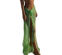 Zkydhbd Gonna da spiaggia in maglia cava con spacco laterale copricostume lungo avvolgente abito da bagno avvolgente abito da spiaggia