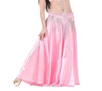 Zkydhbd Gonna per danza del ventre in poliestere leggero, design a doppia fessura, orli svasati, prestazioni professionali e pratica per la danza del ventre, gonna per prove, A, M