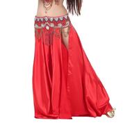 Zkydhbd Gonna per danza del ventre in poliestere leggero, design a doppia fessura, orli svasati, prestazioni professionali e pratica per la danza del ventre, gonna per prove, BR, M