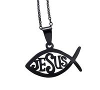 Zkydhbd Ichthys - Collana con ciondolo a forma di pesce, in acciaio inox, regolabile, da donna, 50 cm, as show, Acciaio inossidabile