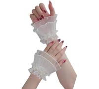 Zkydhbd Maniche eleganti del braccio del merletto ricamato delle perle per le unghie arte fotografia traspirante polsini con fiori che dettagliano maniche decorative, Beige, Taglia unica