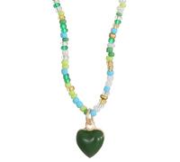 Zkydhbd Molteplici perline di riso collana elegante clavicola catene regolabili ciondolo cuore collane gioielli ornamento perline accessori, Misura unica, come descritto, come descritto