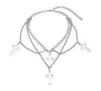 Zkydhbd Multistrato Croce Ciondolo Girocollo Moda Clavicola Catena Collana Gioielli Del Partito Semplice Collare Donne Ragazza Moda Clavicola Catena Regolabile, Misura unica, come descritto, come