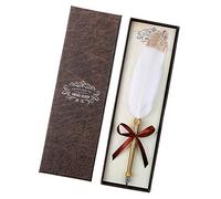 Zkydhbd Penna stilografica vintage con piuma bianca a immersione penne stilografiche calligrafia forniture per scrittura penne dorate