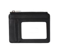 Zkydhbd Porta carte antifurto alla moda con chiusura lampo e finestra trasparente che blocca le monete in pelle PU per riporre in modo sicuro la protezione portatile della carta, Nero , Bellezza di