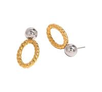 Zkydhbd Robusto set di gioielli in acciaio inossidabile con strisce rotonde intrecciate include collana, orecchini e gioielli impermeabili da indossare tutti i giorni per le donne, Misura unica, come