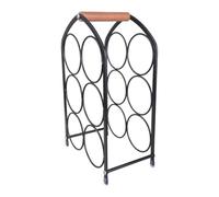 Zkydhbd Scaffale decorativo in metallo e legno per vino, autoportante, 3 ripiani, per 6 bottiglie, salvaspazio, cantina