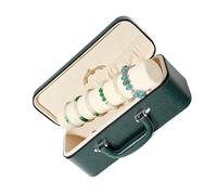 Zkydhbd Scatola organizer per gioielli in pelle vintage con chiusura a cerniera scomparti multipli fodera morbida per orecchini collane viaggi stoccaggio retrò gioielli in pelle organizzatori