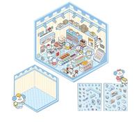 Zkydhbd Scena della casa Sticker miniatura simulato cabina scena per scrapbooking diario notebook album fotografico custodia telefono cabina calda