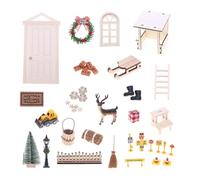 Zkydhbd Set da 42 pezzi per tetto in legno rinnovabile per la casa, per le vacanze, design creativo e rispettoso della terra, decorazione natalizia