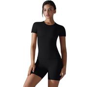 Zkydhbd Set da allenamento da donna in 2 pezzi con top a maniche corte e pantaloncini per uscire abiti da palestra per corsa all'aperto abiti da palestra corti abbinati set vestiti traspiranti