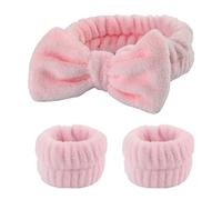 Zkydhbd Set di 3 fasce per capelli in peluche per lavare viso, polsi, asciugamani in spugna, fasce per capelli da donna per lavare il viso, fascia professionale con fiocco