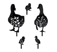 Zkydhbd Set di 5 paletti da giardino a forma di anatra, decorazione artistica per cortile, patio, paletto di anatra nera, statua animale, palo, anatra nera, decorazione ornamentale