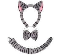 Zkydhbd Set di costumi per gatti con orecchie di gatto, fascia per coda e papillon, tutù, adesivi per il viso, costume cosplay per Halloween, festa di Natale, Halloween, cosplay