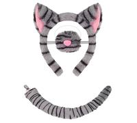 Zkydhbd Set di costumi per gatti con orecchie di gatto, fascia per coda e papillon, tutù, adesivi per il viso, costume cosplay per Halloween, festa di Natale, Halloween, cosplay