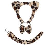 Zkydhbd Set di costumi per gatti con orecchie di gatto, fascia per coda e papillon, tutù, adesivi per il viso, costume cosplay per Halloween, festa di Natale, Halloween, cosplay