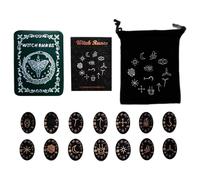 Zkydhbd Set di pietre in legno massello con scatola, ideale per divinazioni di viaggio, stregoneria, oracoli nordici, rune delle streghe, set di pietre