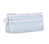Zkydhbd Spazioso astuccio a 2 strati trasparente per trucchi organizer per cosmetici per ufficio e viaggio astuccio in rete, bianco, A, Bellezza di massa
