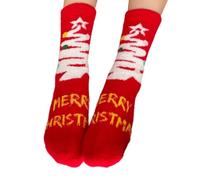 Zkydhbd Unisex Natale Cartoon Pattern Coral Fleece Slipper Calze Tubo Medio Caldo Addensato Fuzzy Pavimento Sonno Calze Natale Per Le Donne, grande albero di Natale, Taglia unica