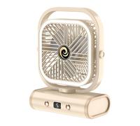 Zkydhbd Ventilatore elettrico da tavolo portatile compatto con luce notturna a 5 velocità regolabile USB ricaricabile per dormitorio ufficio viaggio scrivania portatile con luce notturna