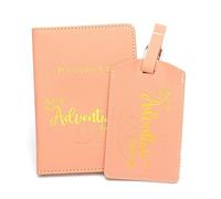 Zkydhbd Versatile set di 2 custodie per passaporto in pelle PU e portafoglio e set di etichette per bagagli per trasportare in modo sicuro le tue necessità di viaggio, B, Bellezza di massa