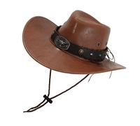 Zkydhbd Wildwest - Cappello in poliuretano con tesa larga e cintura decorativa, per appassionati di costumi, cosplay, feste