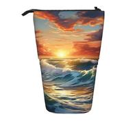 zkyfll Astuccio verticale con stampa di paesaggio oceanico, portamatite telescopico, grazioso astuccio per matite, organizer per matite