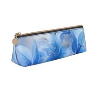 zkyfll Blue Flowers stampa personalizzata Pencil Case Leather Pencil Pouch Stationery Organizer Makeup Bag
