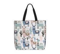 zkyfll Borsa tote da donna con stampa di cactus tropicale e lama con stampa animale, borsa per la spesa riutilizzabile, grande borsa da spiaggia, viaggi, vacanze, lavoro