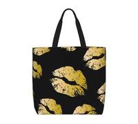 zkyfll Borsa tote da donna con stampa di labbra dorate, borsa per la spesa riutilizzabile, grande borsa da spiaggia, viaggi, vacanze, lavoro