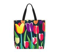 zkyfll Borsa tote da donna con stampa di tulipani colorati, borsa per la spesa riutilizzabile, grande borsa da spiaggia, viaggi, vacanze, lavoro