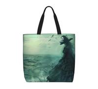 zkyfll Borsa tote da donna con stampa ispirata alla strega marina, borsa per la spesa riutilizzabile, grande borsa da spiaggia, viaggi, vacanze, lavoro