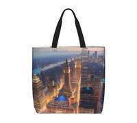 zkyfll Borsa tote da donna con stampa notturna con immagine della città, borsa per la spesa riutilizzabile, grande borsa da spiaggia, viaggi, vacanze, lavoro