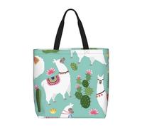 zkyfll Borsa tote da donna con stampa tropicale di lama alpaca cactus fiore borsa per la spesa riutilizzabile grande borsa da spiaggia viaggi vacanze lavoro
