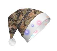 zkyfll Cappello di Babbo Natale con stampa di cervo dalla coda bianca, in peluche, divertente cappello di Natale per adulti, festa di Natale