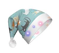 zkyfll Cappello di Babbo Natale con stampa di gatti e cani che piovono in peluche, divertente cappello di Natale per adulti, festa di Natale