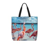 zkyfll Flock of Pink Flamingos on The Beach stampa Tote Bag per le donne Borsa per la spesa riutilizzabile Grande borsa da spiaggia Viaggi Vacanze Lavoro