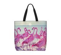 zkyfll Flock of Pink Flamingos on The Beach stampa Tote Bag per le donne Borsa per la spesa riutilizzabile Grande borsa da spiaggia Viaggi Vacanze Lavoro