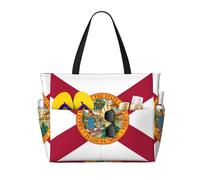 zkyfll Grande borsa da spiaggia impermeabile con stampa bandiera della Florida per le donne Tote Bag per viaggio vacanza divertente borsa da viaggio