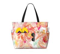 zkyfll Grande borsa da spiaggia impermeabile da donna, con stampa peonia, per viaggi, vacanze, divertente borsa da viaggio
