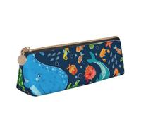 zkyfll Ocean whale fish polpo stampa personalizzata matita caso in pelle matita sacchetto cancelleria organizzatore trucco borsa