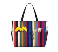 zkyfll Strisce colorate stampa verticale grande borsa da spiaggia impermeabile per le donne Tote Bag per viaggio vacanza divertente borsa da viaggio