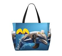 zkyfll Unica borsa da spiaggia impermeabile con stampa di delfini 3D grande borsa da spiaggia per le donne borsa da viaggio divertente borsa da viaggio