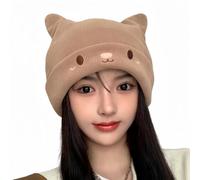 ZKYUCH Carino Gatto Orecchio Maglia Cappello Grande Testa Dimensioni Luna Faccia Calda Dimagrimento Freddo Cappello Autunno Inverno,Color4
