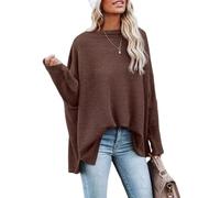 ZKYUCH Donna Maglia Top Waffle Cross Spalla Autunno Regolare Top,Color7,L