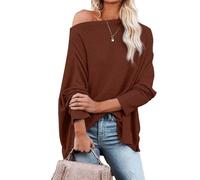 ZKYUCH Donna Maglia Top Waffle Cross Spalla Autunno Regolare Top,Color9,L