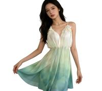 ZKYUCH Mini Abito Sfumato con Ombre da Donna - Abito Estivo in Chiffon Fluido con Scollo A V E Fiocco,Colore1,l