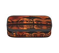 ZKZBDPLK Astuccio a strati ad alta capacità con stampa a righe colorate, organizer versatile con stampa completa, realizzato in resistente tessuto Oxford, giraffa sotto l'albero in Africa, Taglia
