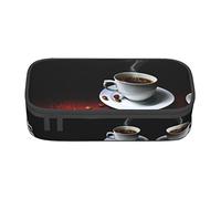 ZKZBDPLK Astuccio a strati ad alta capacità con stampa Basketball Arena, versatile custodia organizer con stampa completa, realizzato in resistente tessuto Oxford, Caffè caldo con chicco di caffè,
